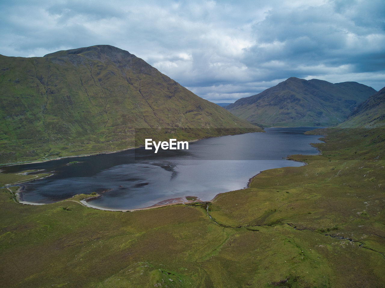 Aerial view of a lake somewhere in county mayo. 