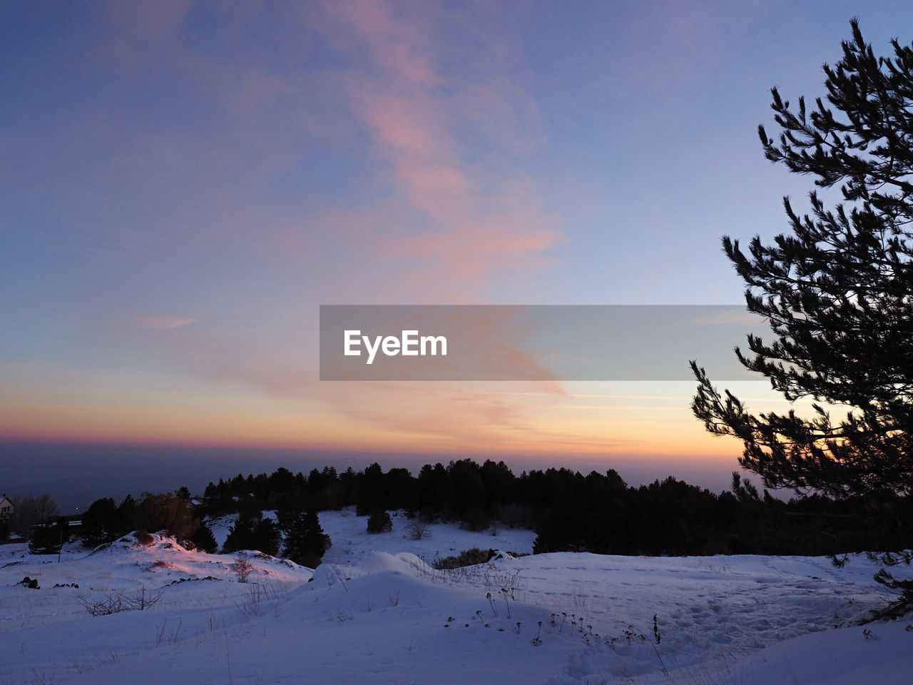 Scenic view of landscape against sky during sunset