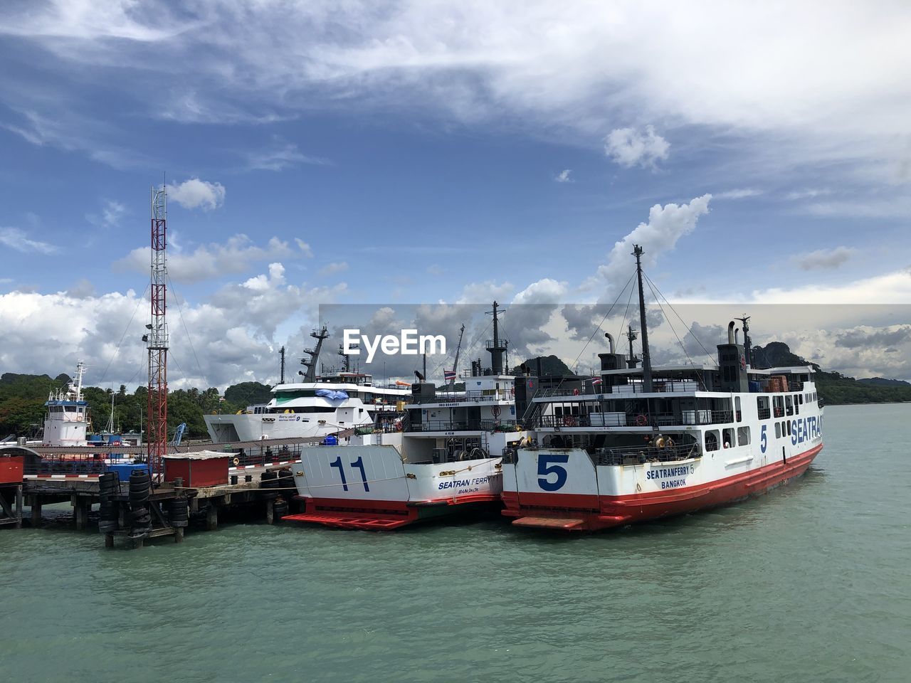 SHIP MOORED AT HARBOR