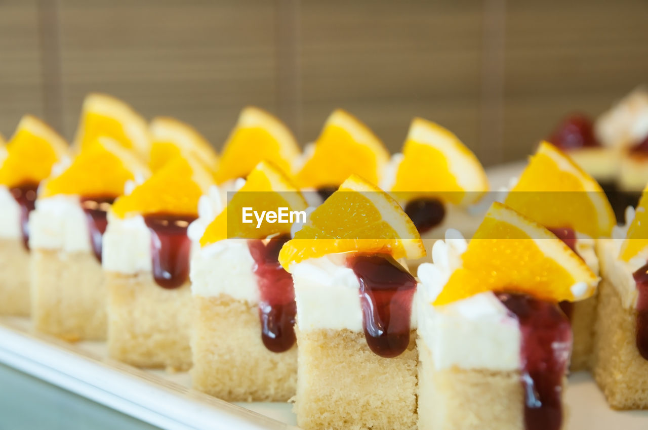 CLOSE-UP OF DESSERT ON TRAY