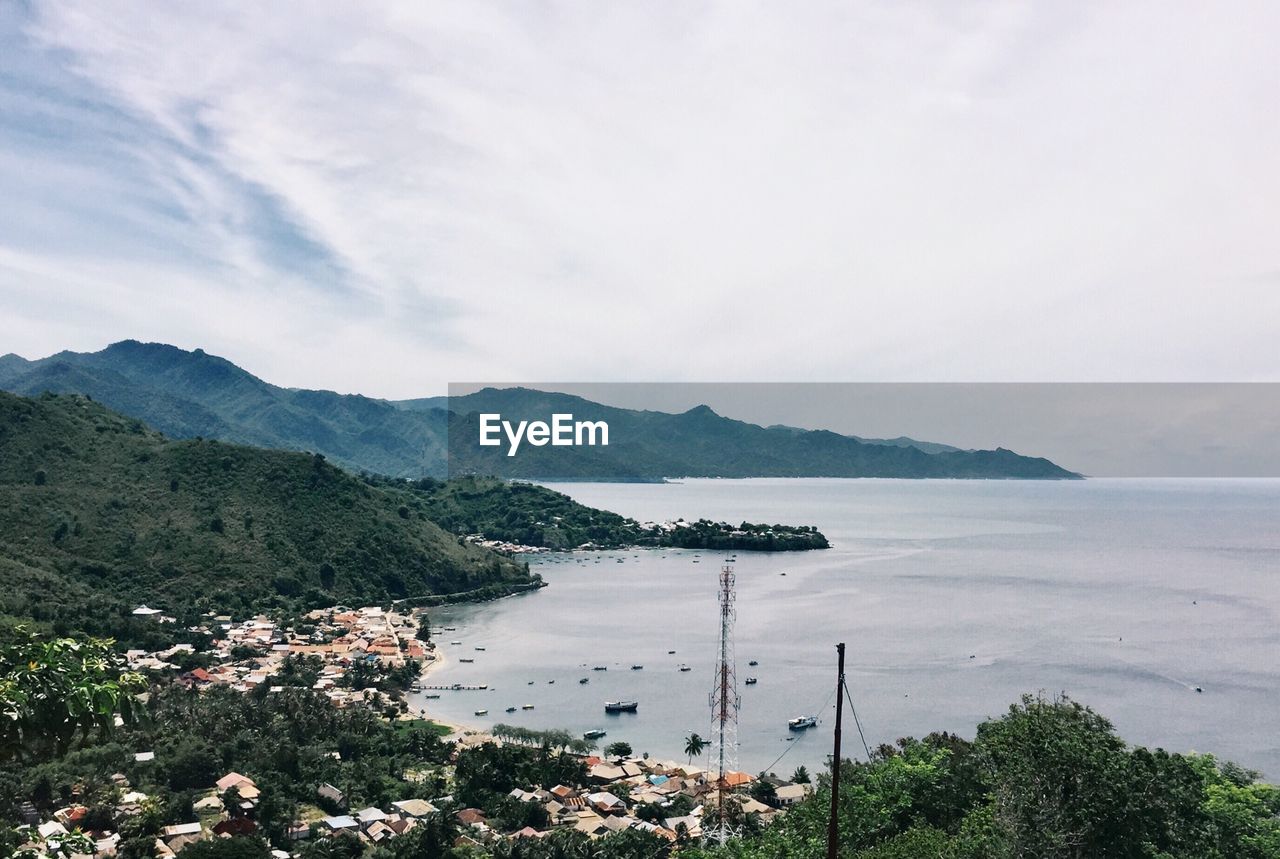 High angle view of sea against sky