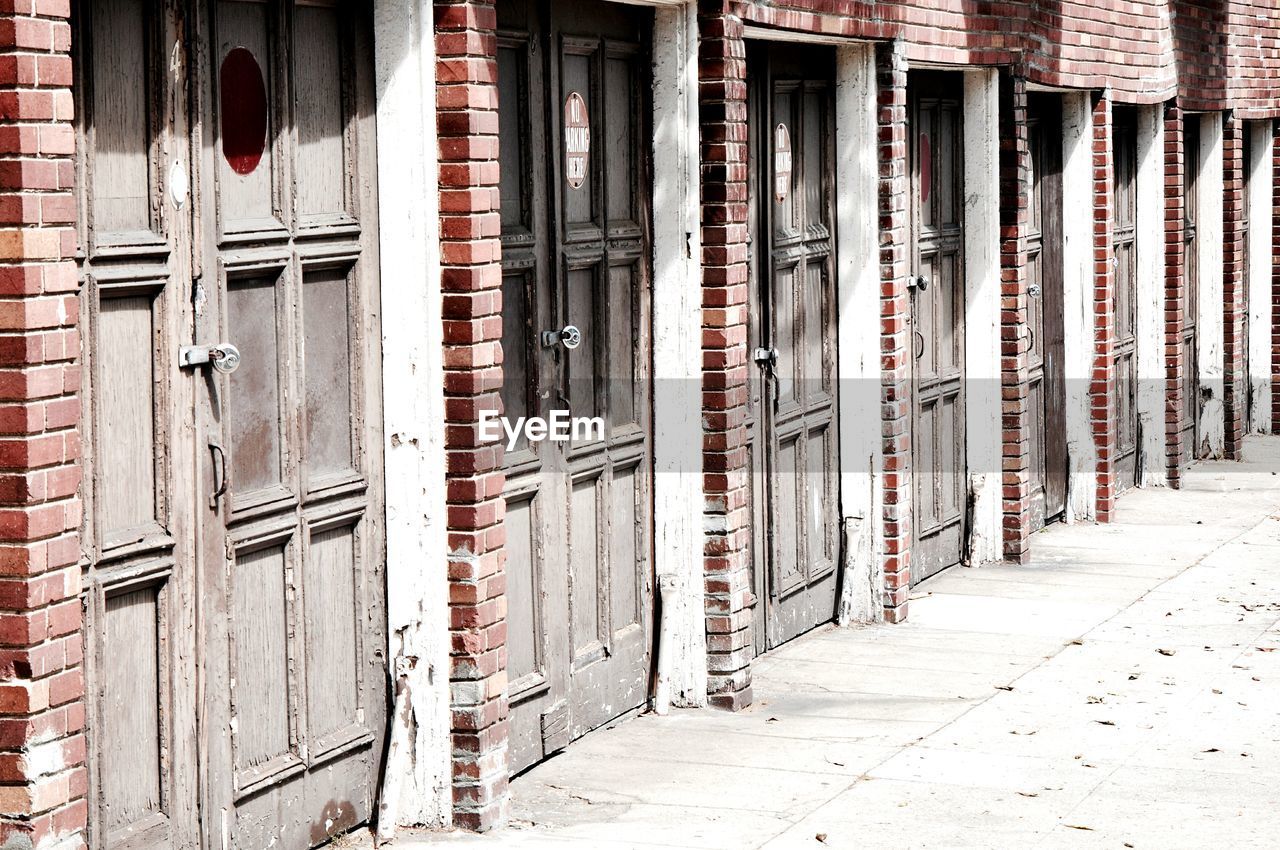 Closed house doors in city