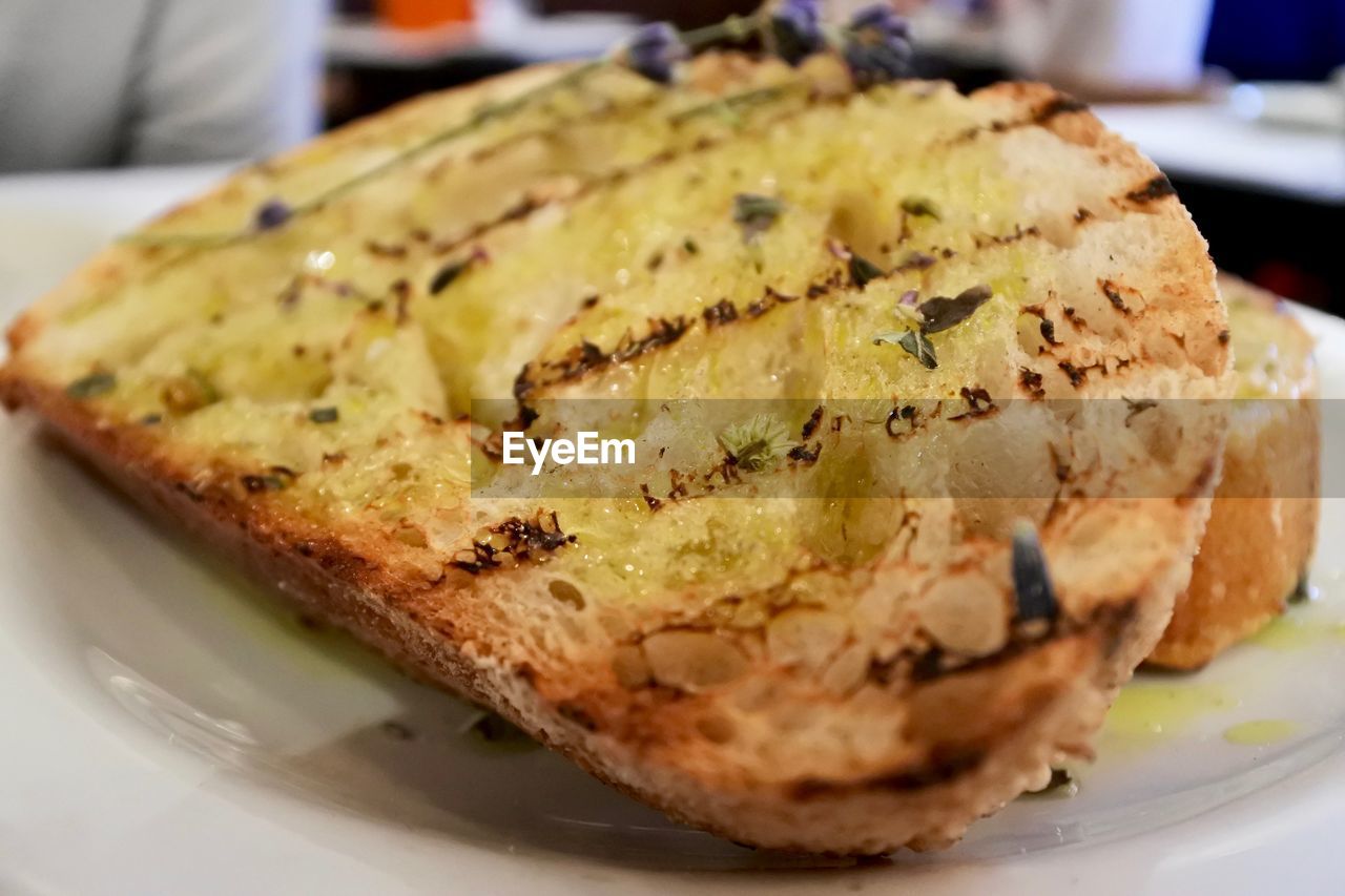 Close-up of bread in plate