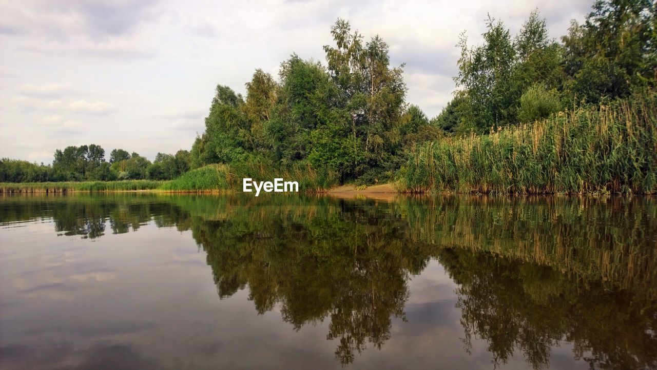 Scenic view of lake against sky