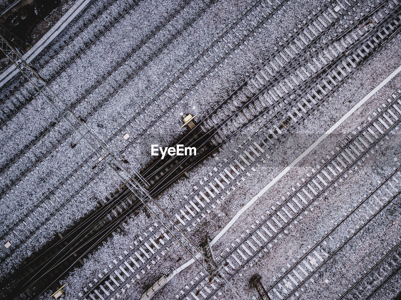 High angle view of railroad tracks