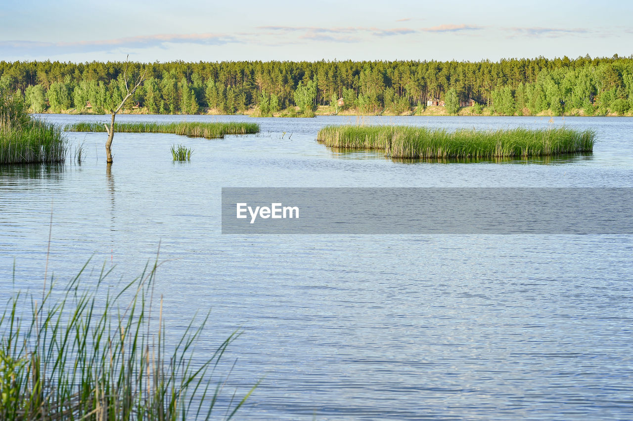 Scenic view of lake against sky