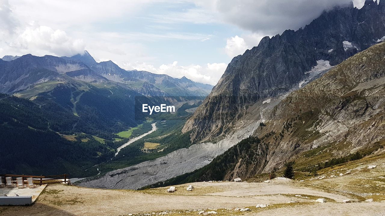 Scenic view of mountains against sky