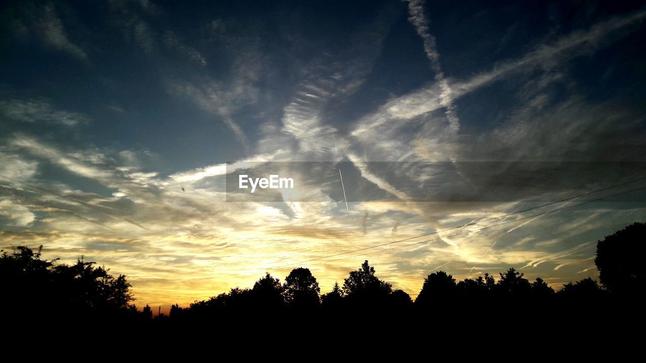 SCENIC VIEW OF SILHOUETTE TREES AGAINST SKY DURING SUNSET