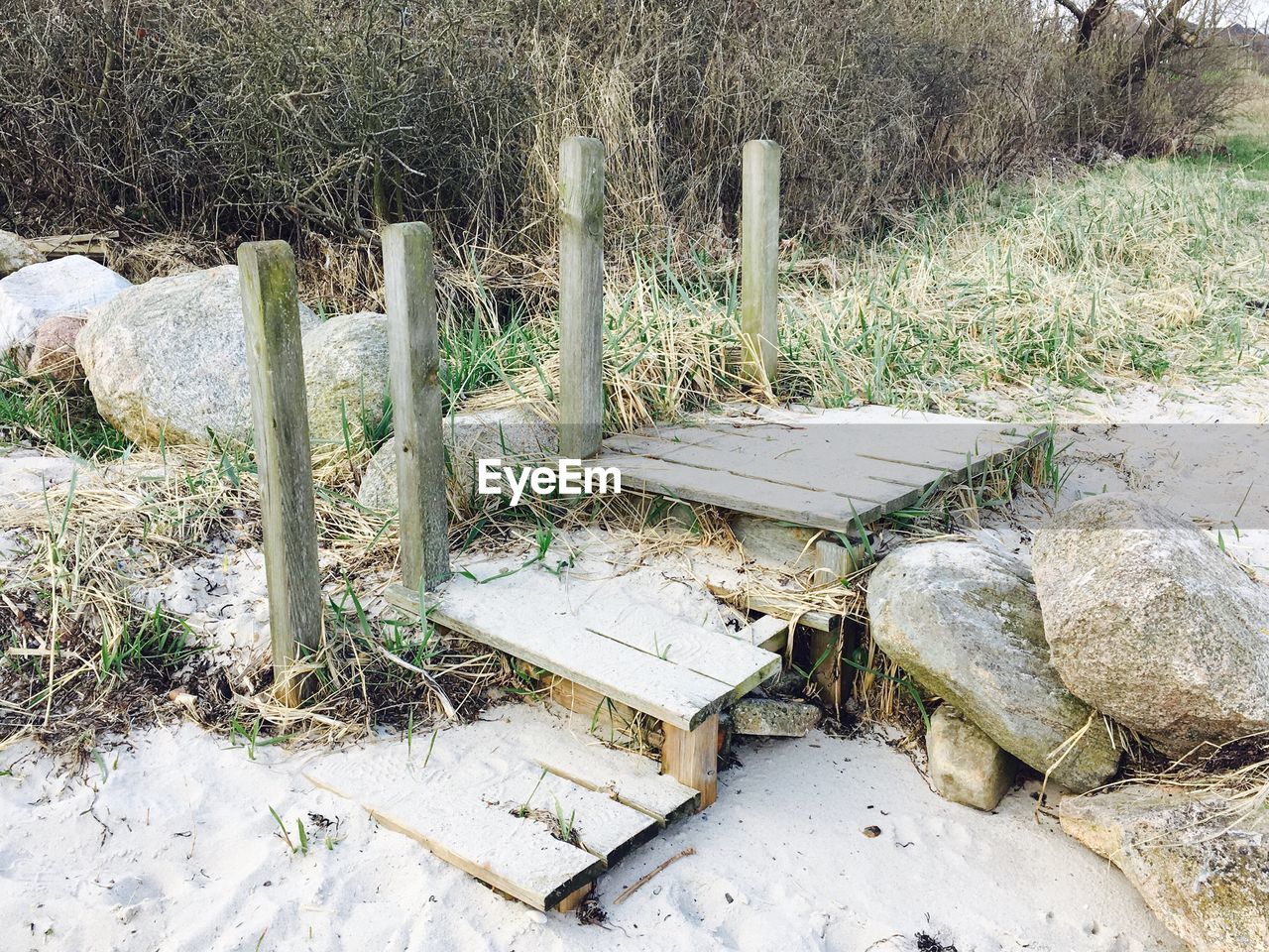 ABANDONED WOOD ON GRASS