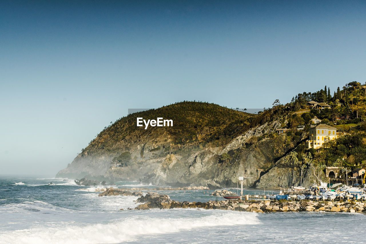 Scenic view of sea against clear sky