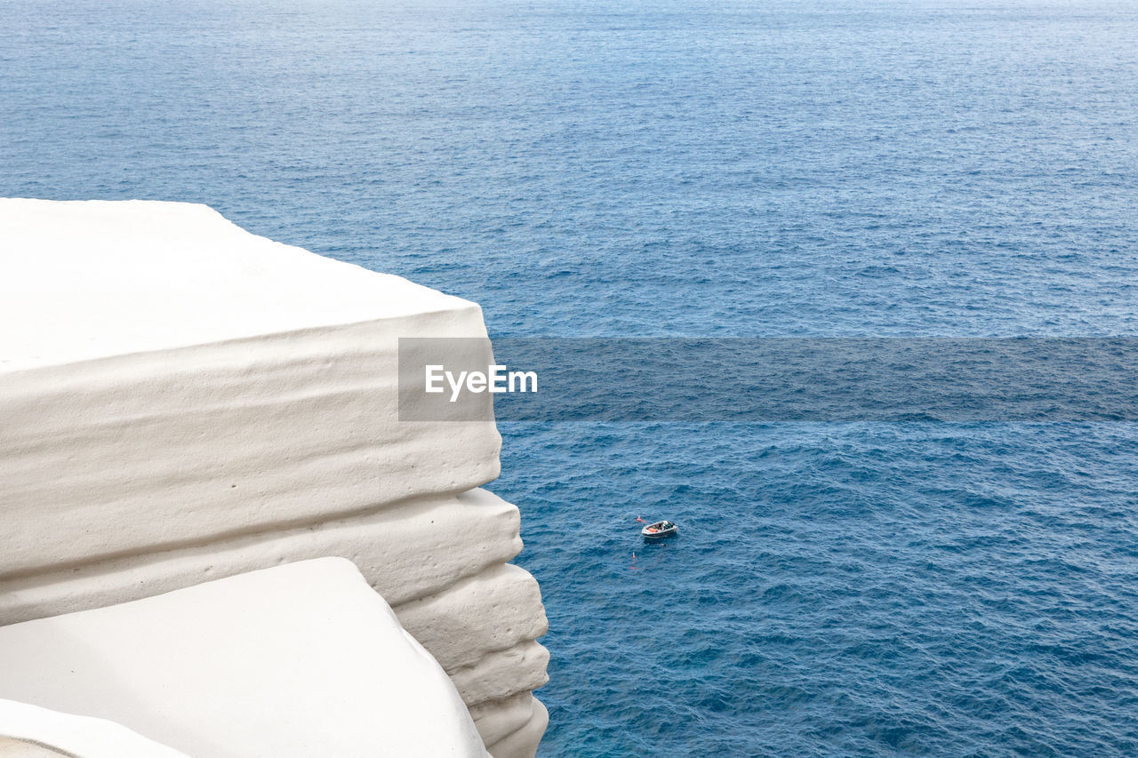 High angle view of boat in sea