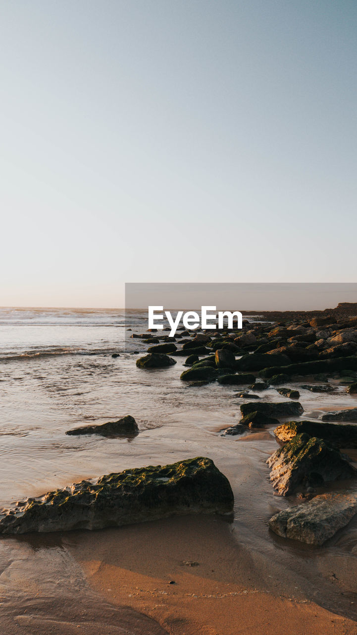 Scenic view of sea against clear sky