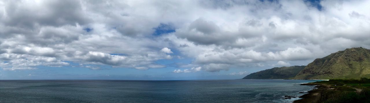 PANORAMIC SHOT OF SEA AGAINST CLOUDY SKY