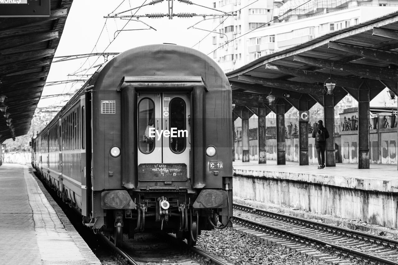 train on railroad station platform