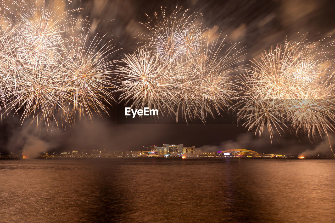 Fireworks in yas bay for celebrating religious holiday