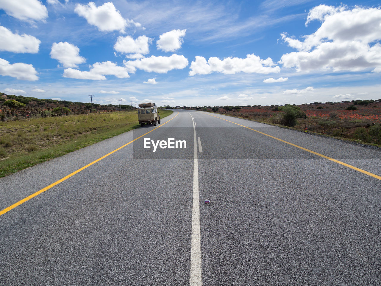 Empty road against sky in karoo region of south africa