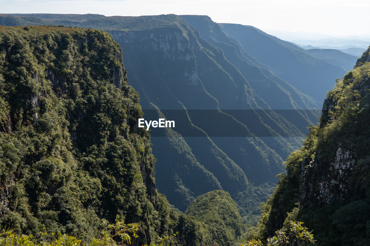 High angle view of mountains against sky