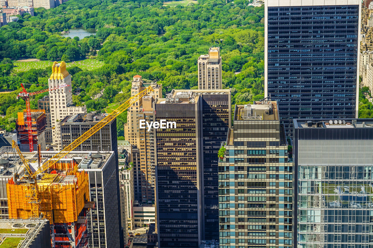 high angle view of buildings in city