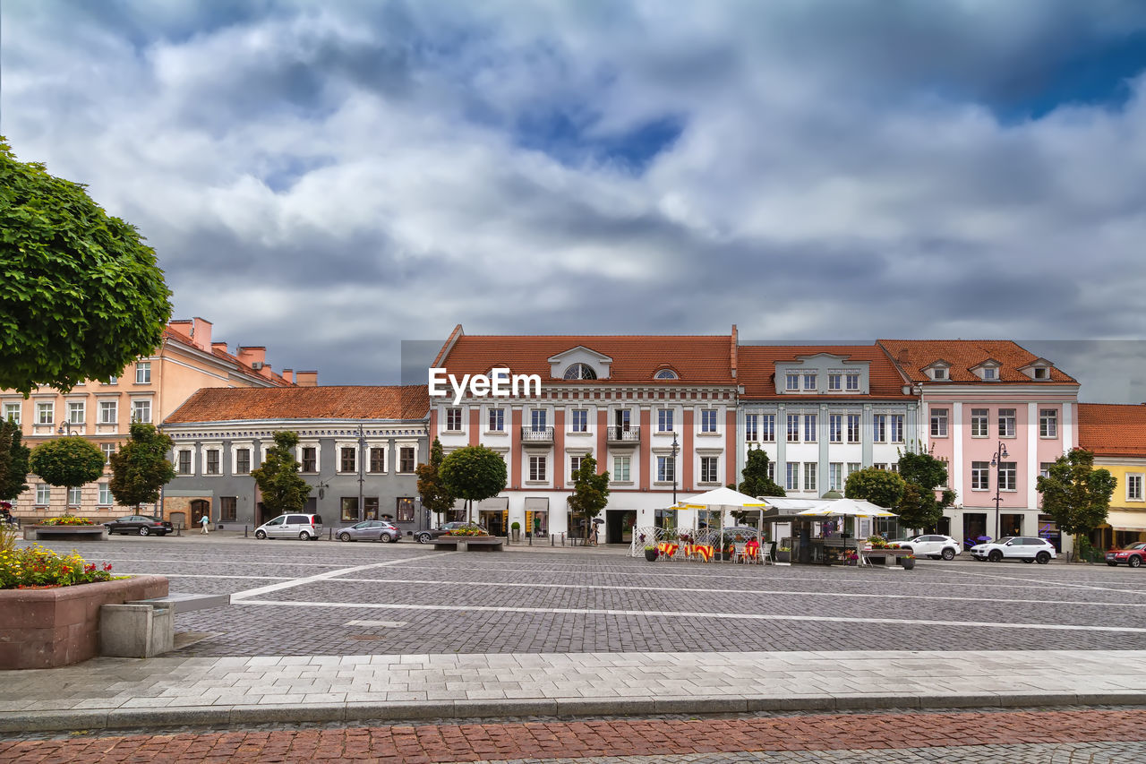 Town hall square in vilnius old town, lithuania