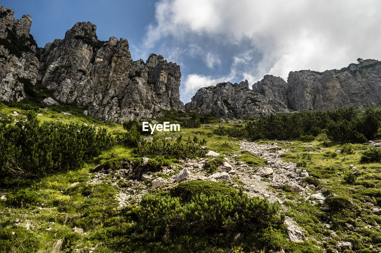 Panoramic view of rocks against sky