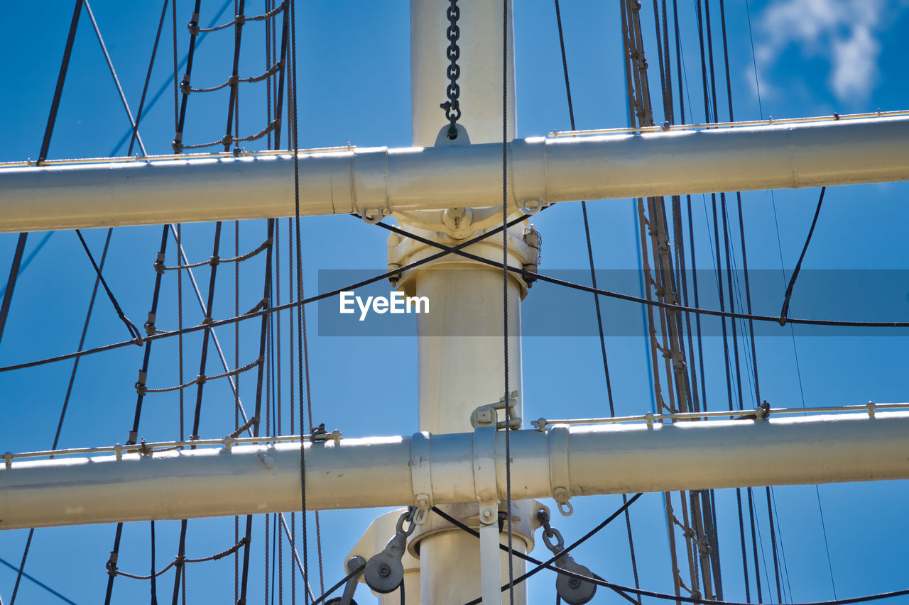 LOW ANGLE VIEW OF MAST AGAINST SKY