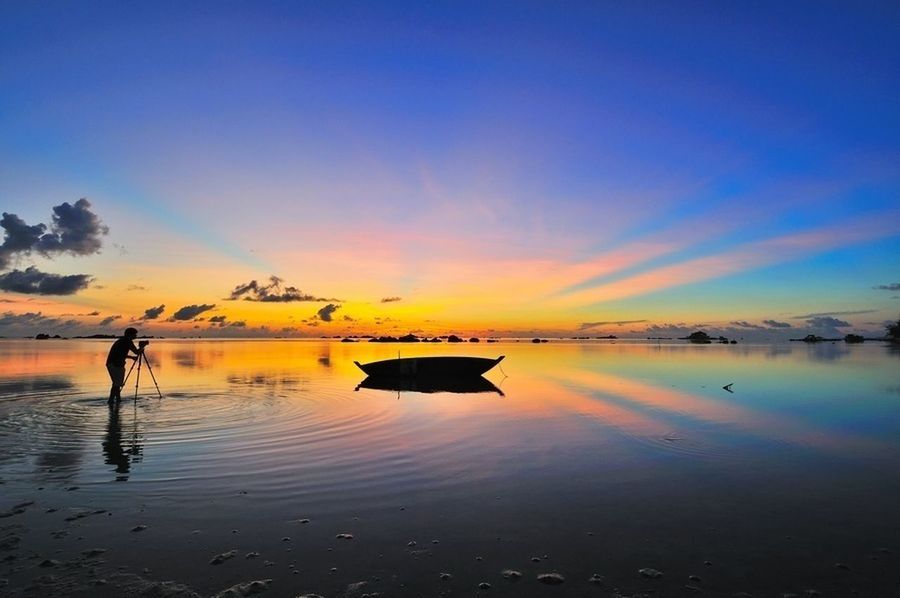 SCENIC VIEW OF SUNSET OVER CALM SEA