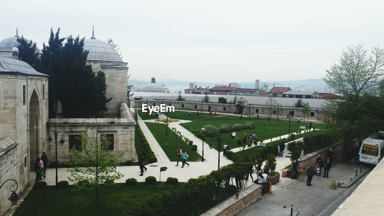 Panoramic view of people in park