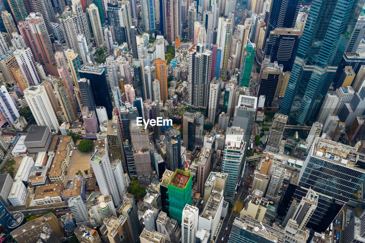 Aerial view of city buildings