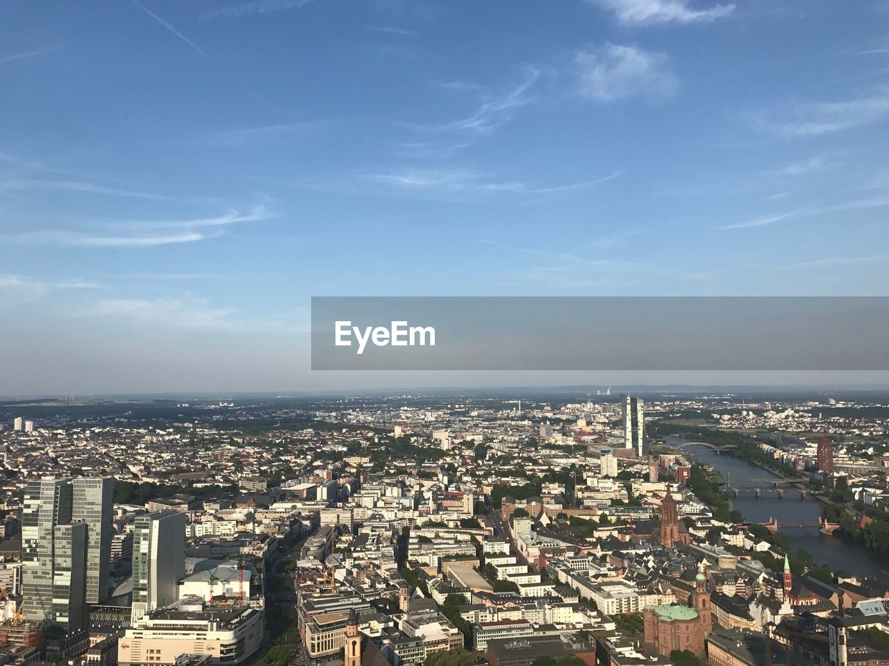 High angle view of buildings against sky in city