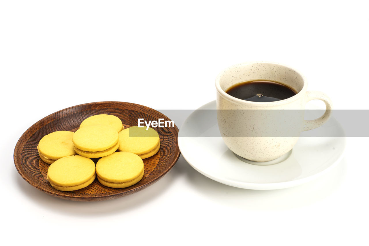 food and drink, mug, drink, cup, white background, refreshment, food, coffee cup, coffee, saucer, cut out, crockery, hot drink, tea, freshness, studio shot, indoors, cookie, sweet food, white, tableware, no people, still life, meal, breakfast