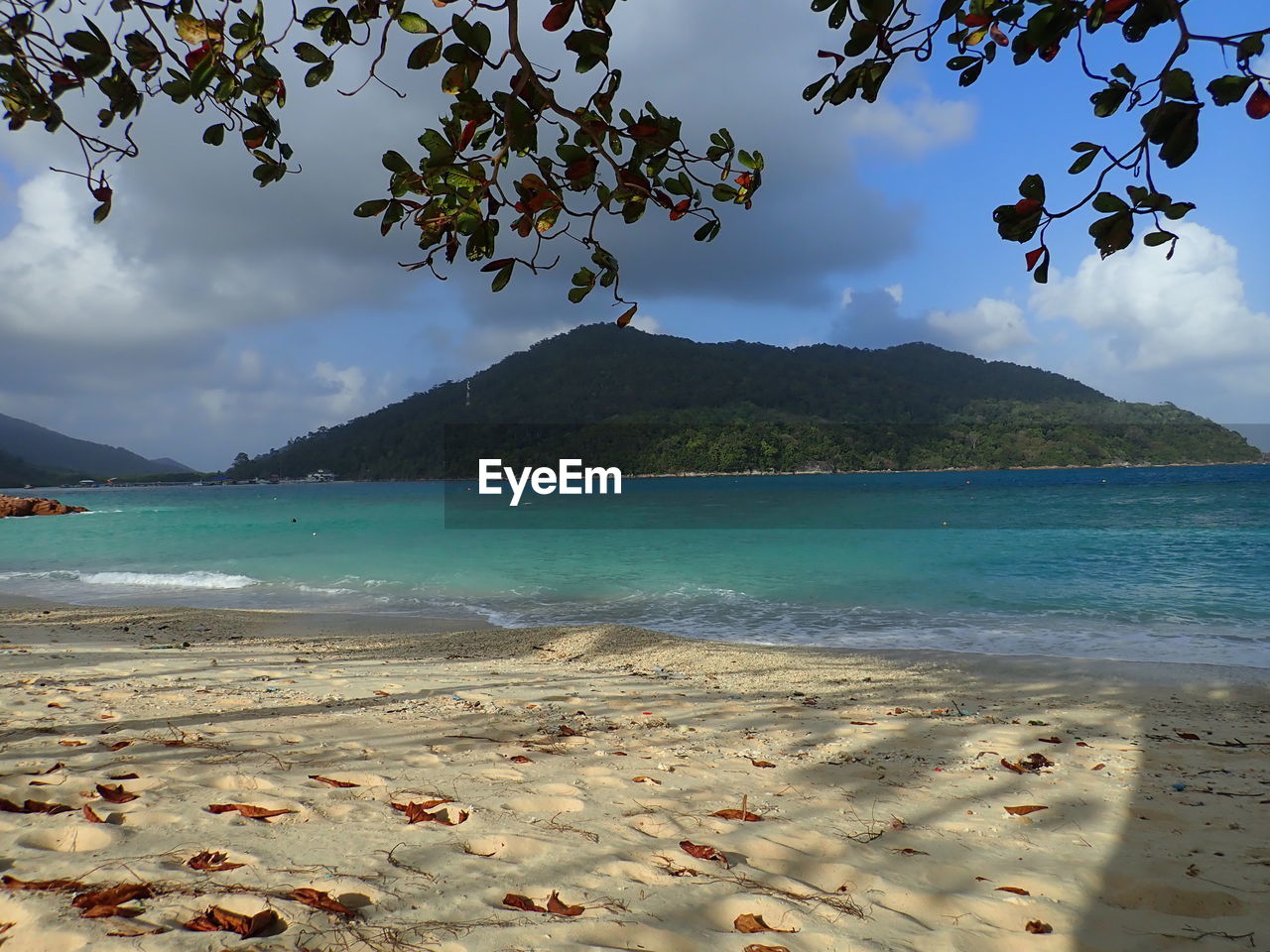 The scenery of beach with crystal blue water located at marine park redang, malaysia