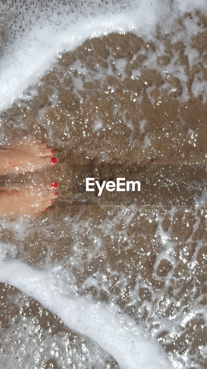 Low section of woman at beach