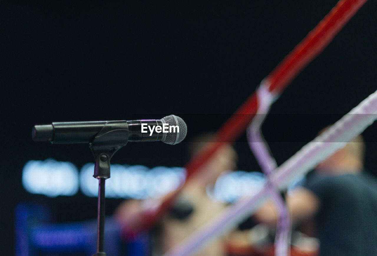 Close-up of microphone on stand