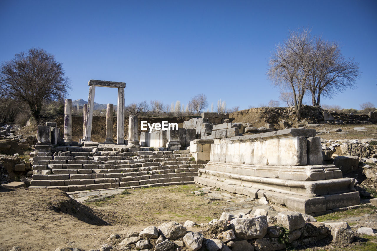 Excavations of the propylon in lagina ancient city, yatagan, mugla, turkey