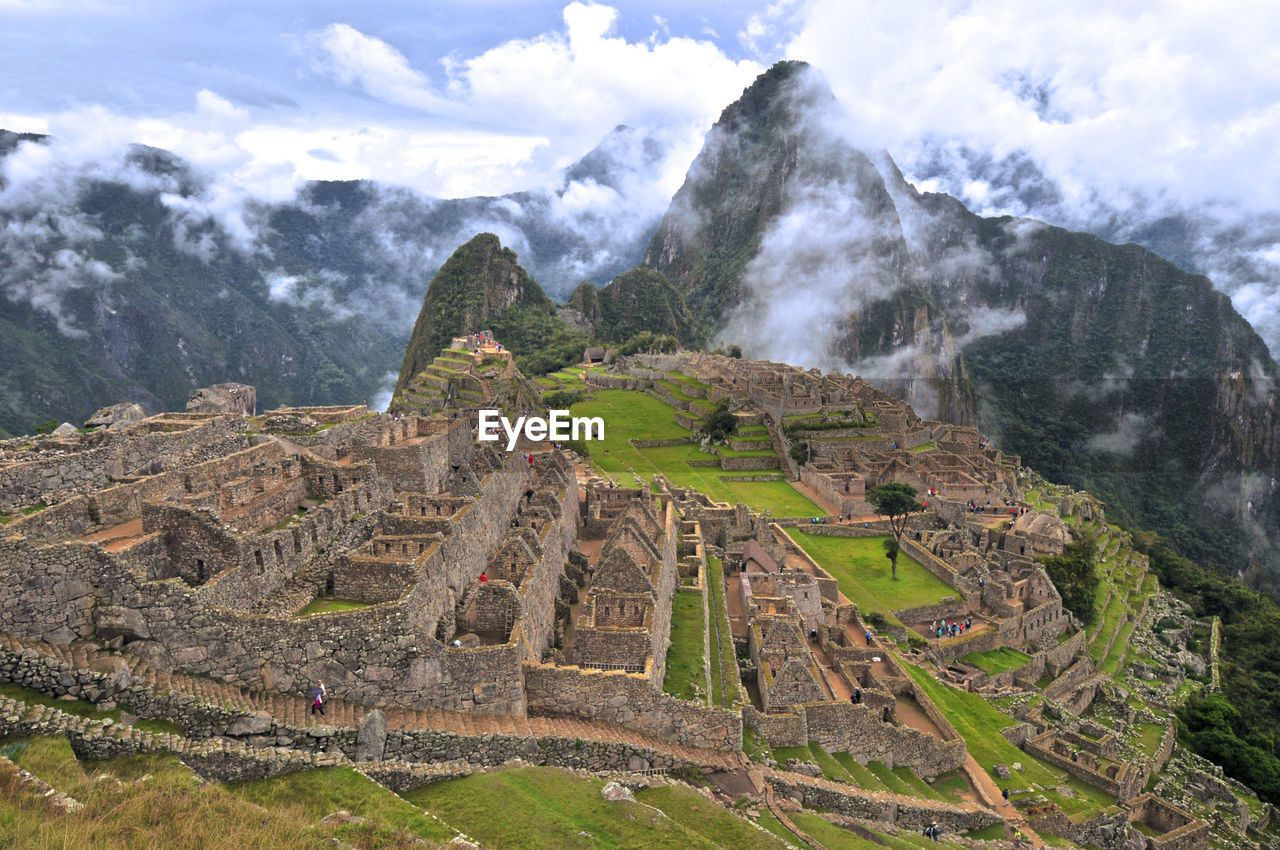 Scenic view of machu pichu against mountains