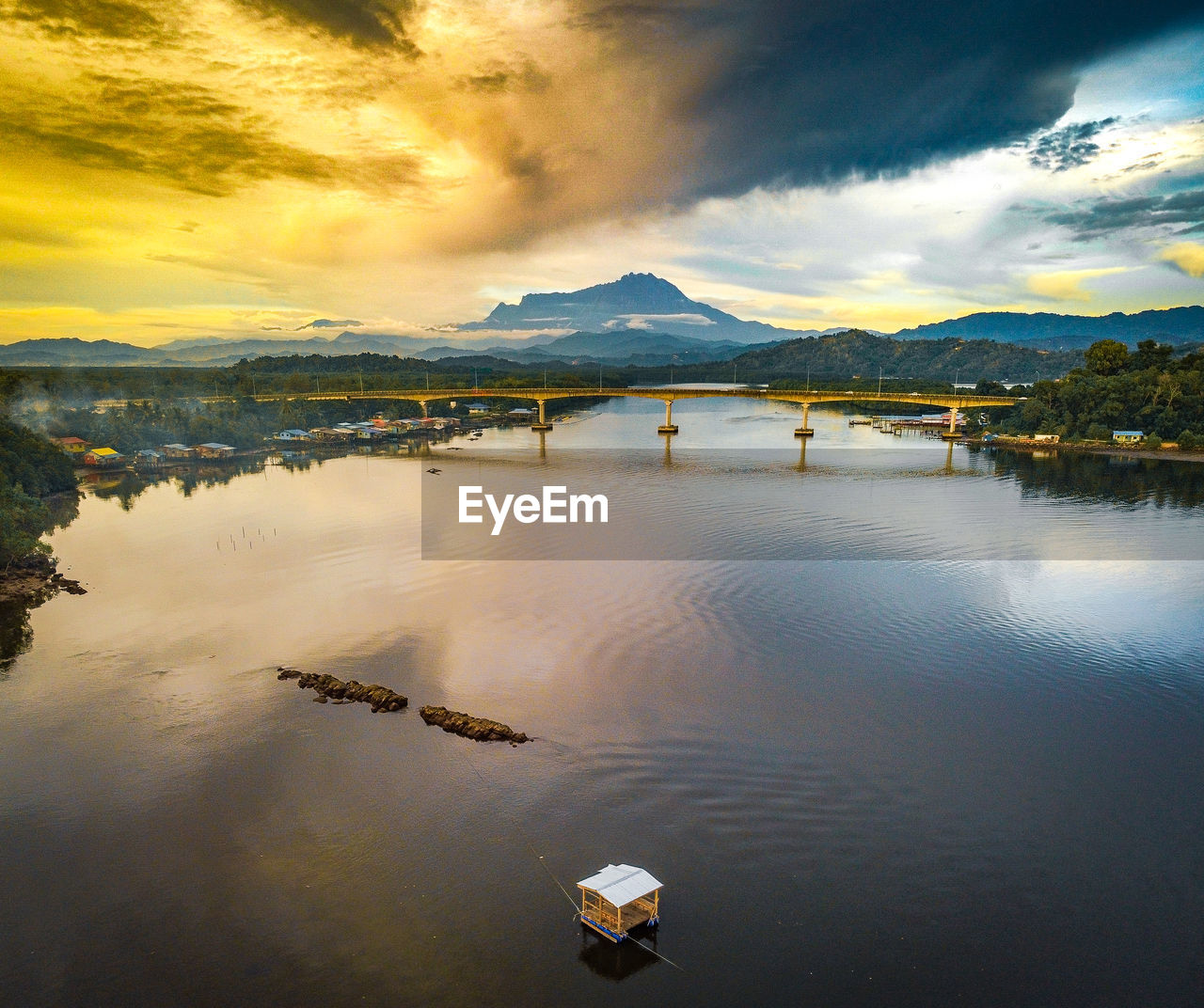 SCENIC VIEW OF LAKE DURING SUNSET