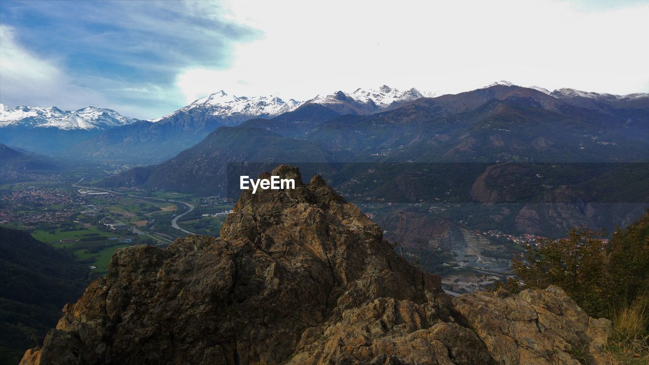 Scenic view of mountains against sky