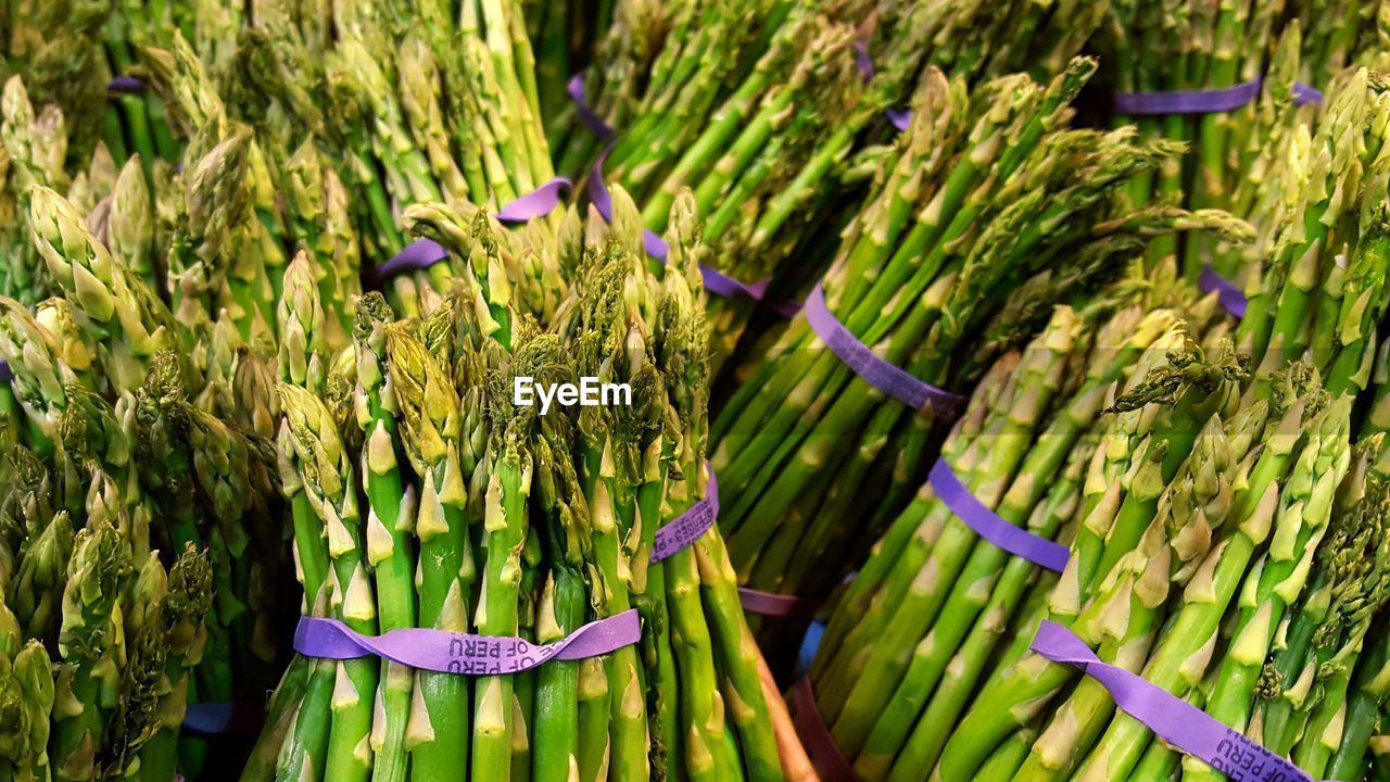 Full frame shot of asparagus for sale at market stall