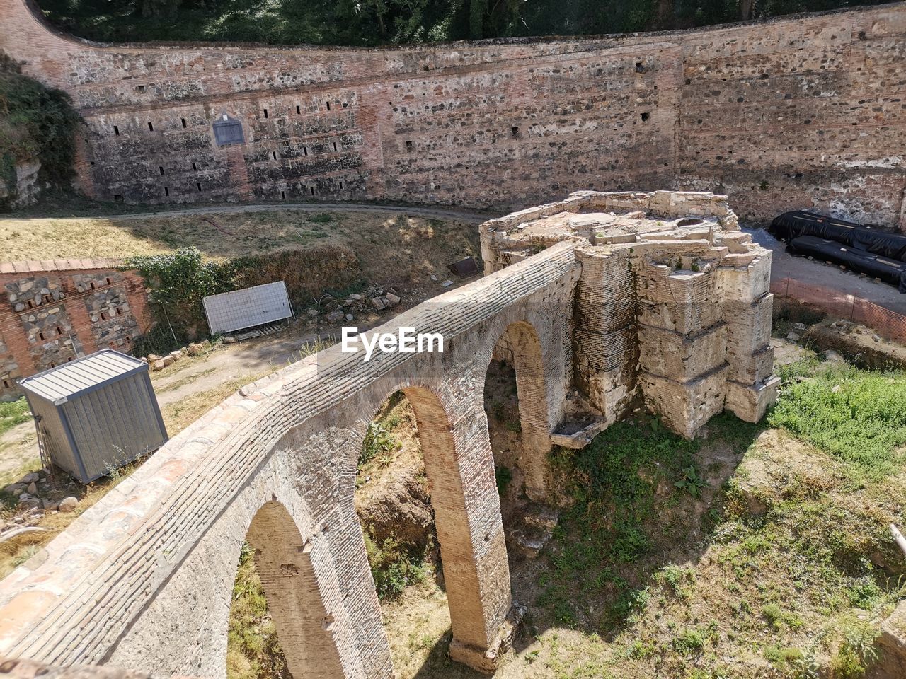 High angle view of old ruins