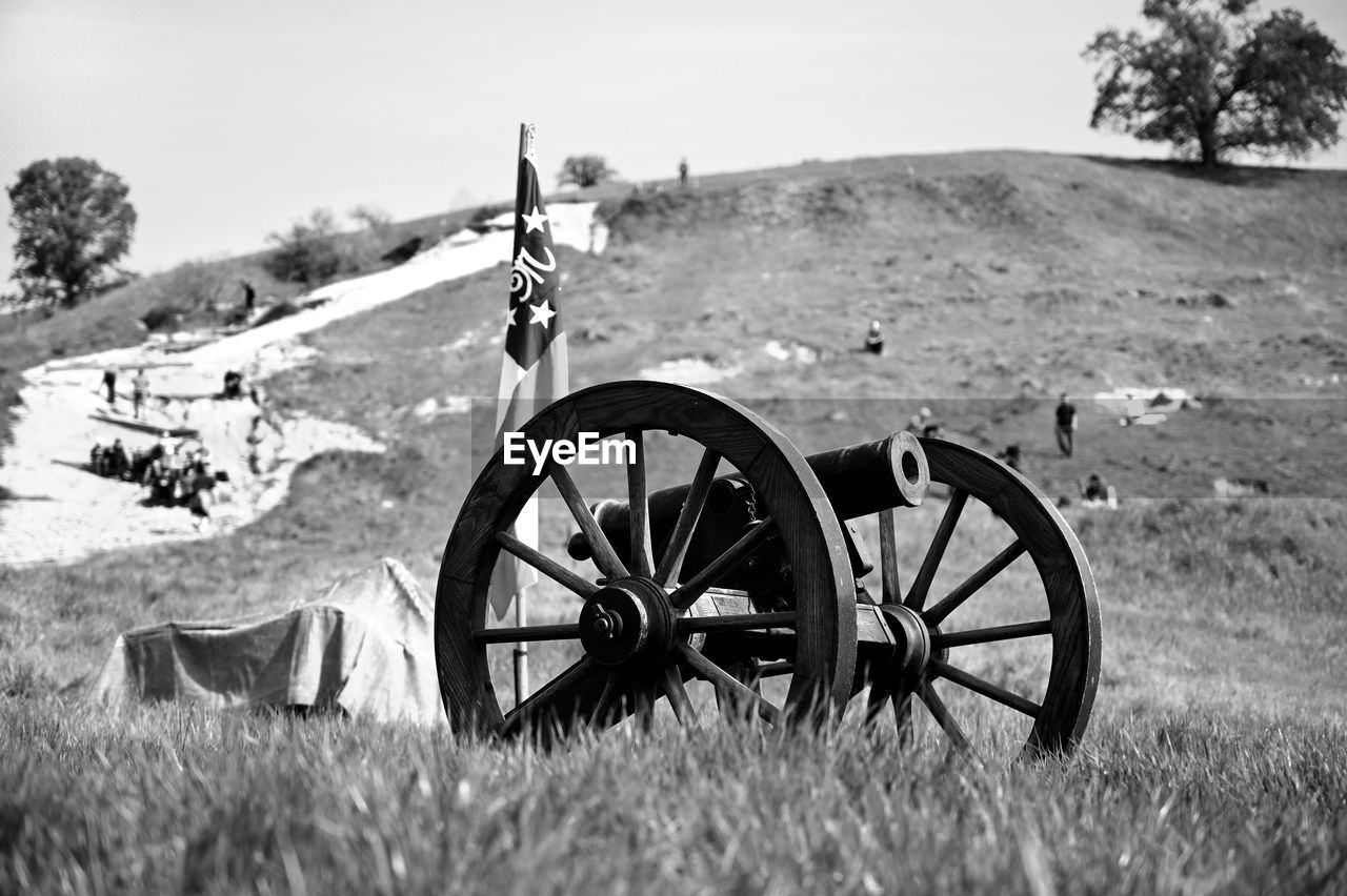 Cannon parked on the field