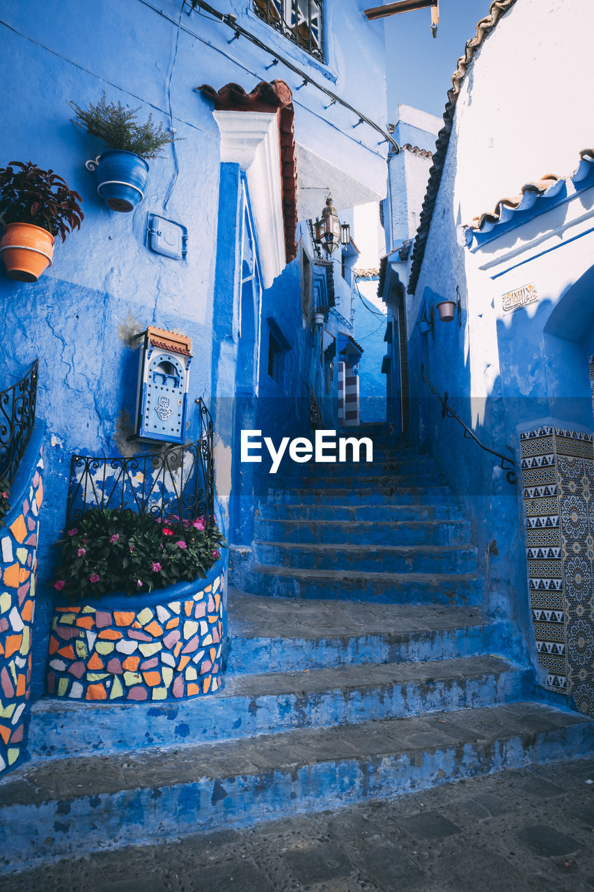 Blue staircase in marocco