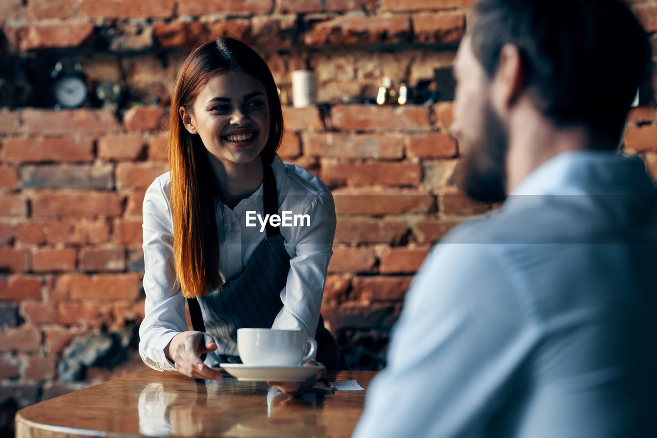 Couple on date at cafe