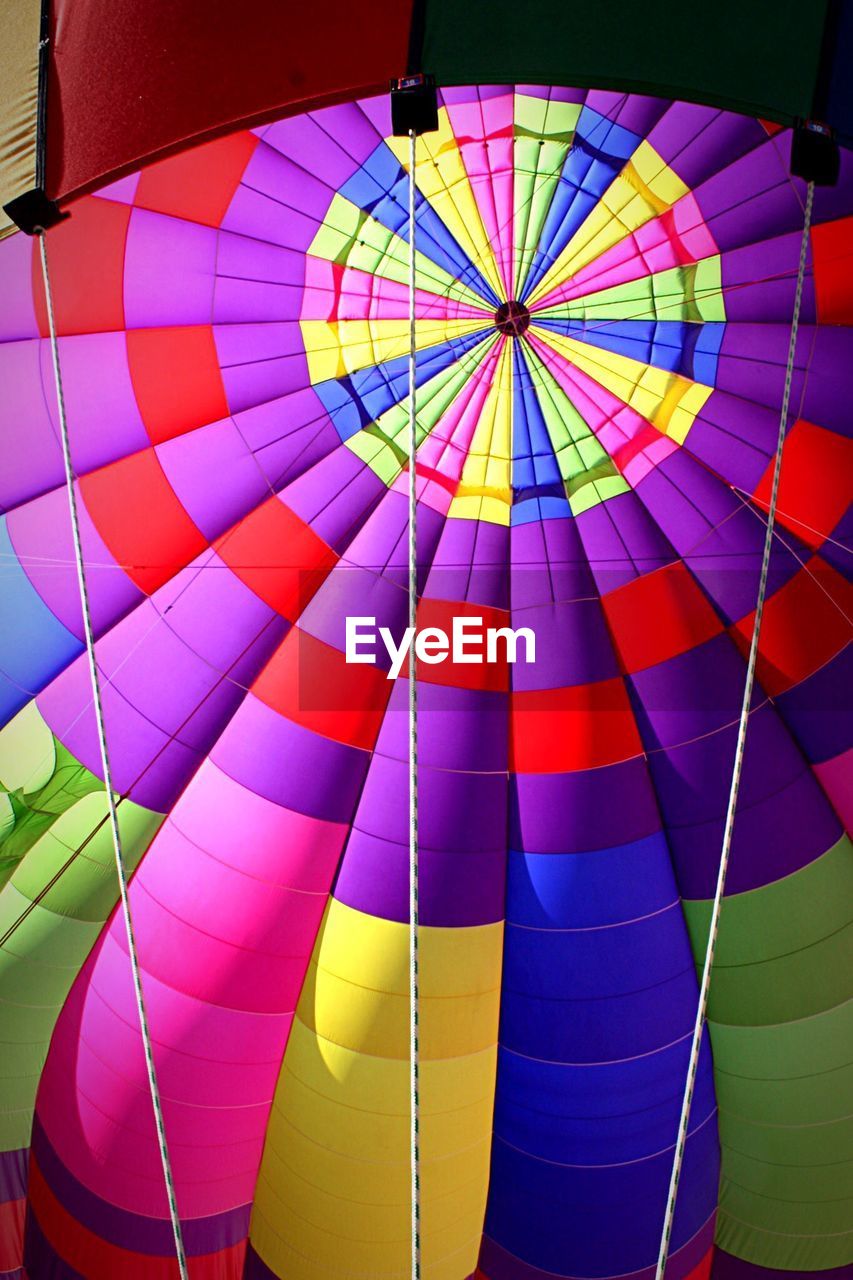 Close-up of colorful hot air balloon