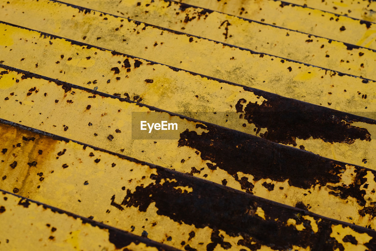 Full frame shot of yellow rusty metal