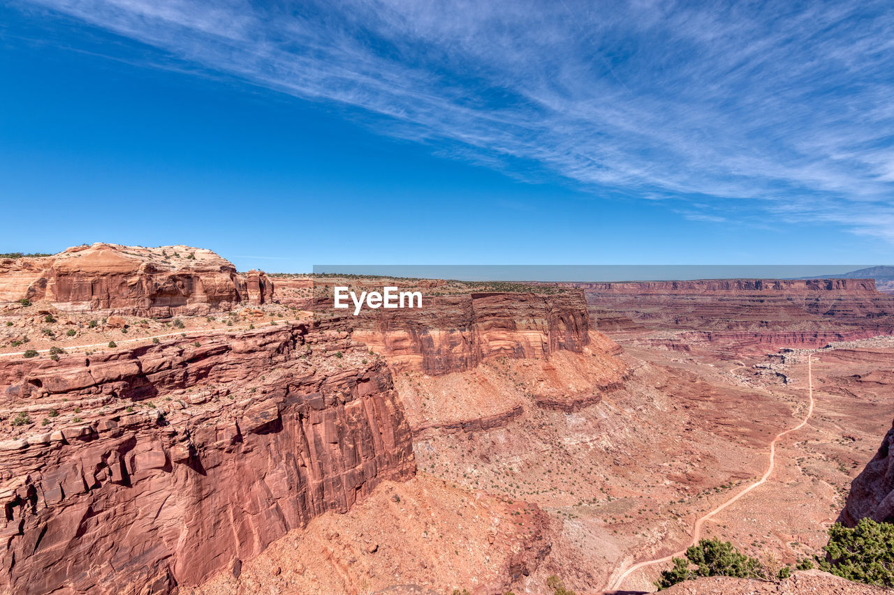 Aerial view of canyon against sky