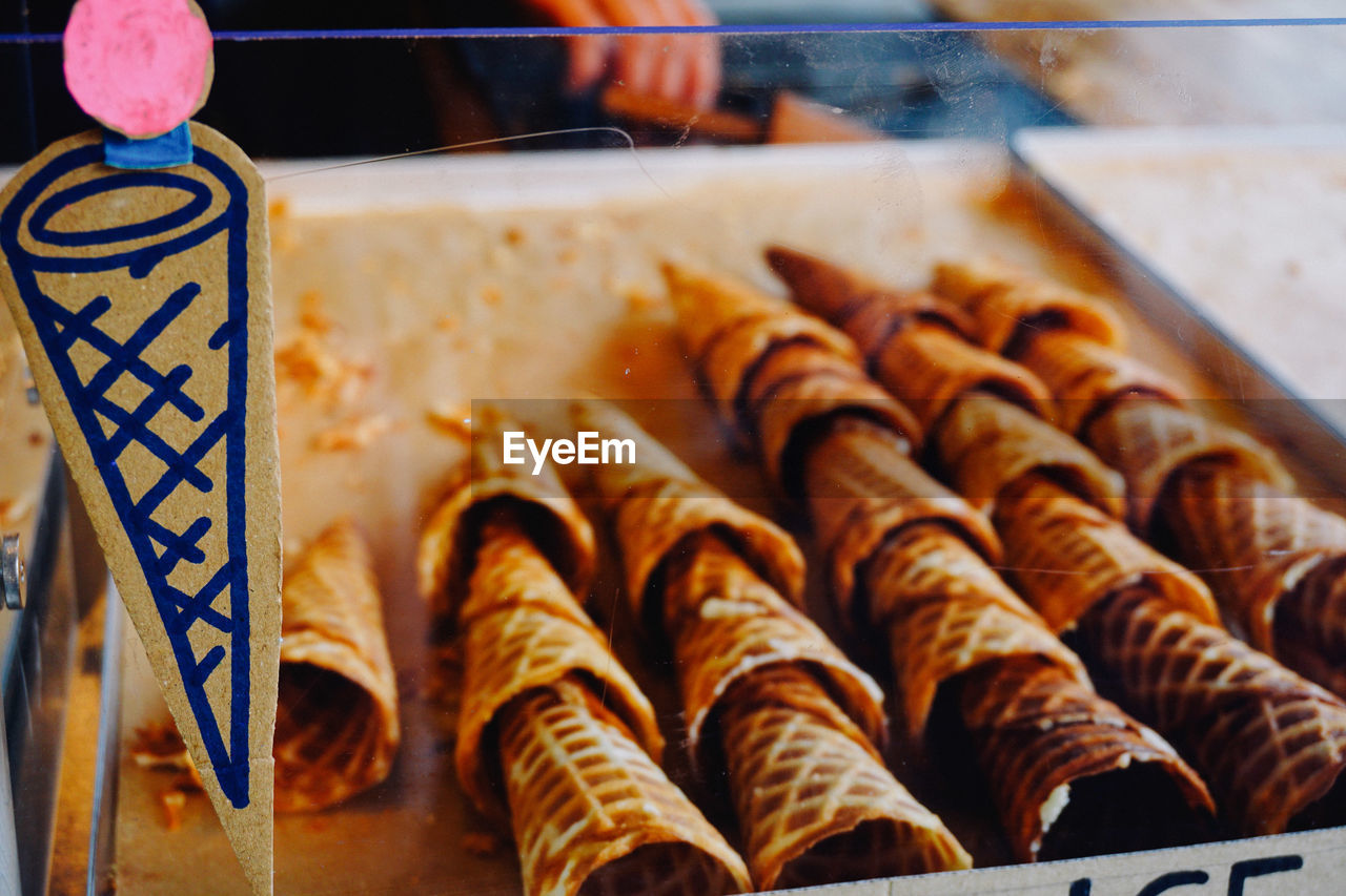 Close-up of ice cream cones