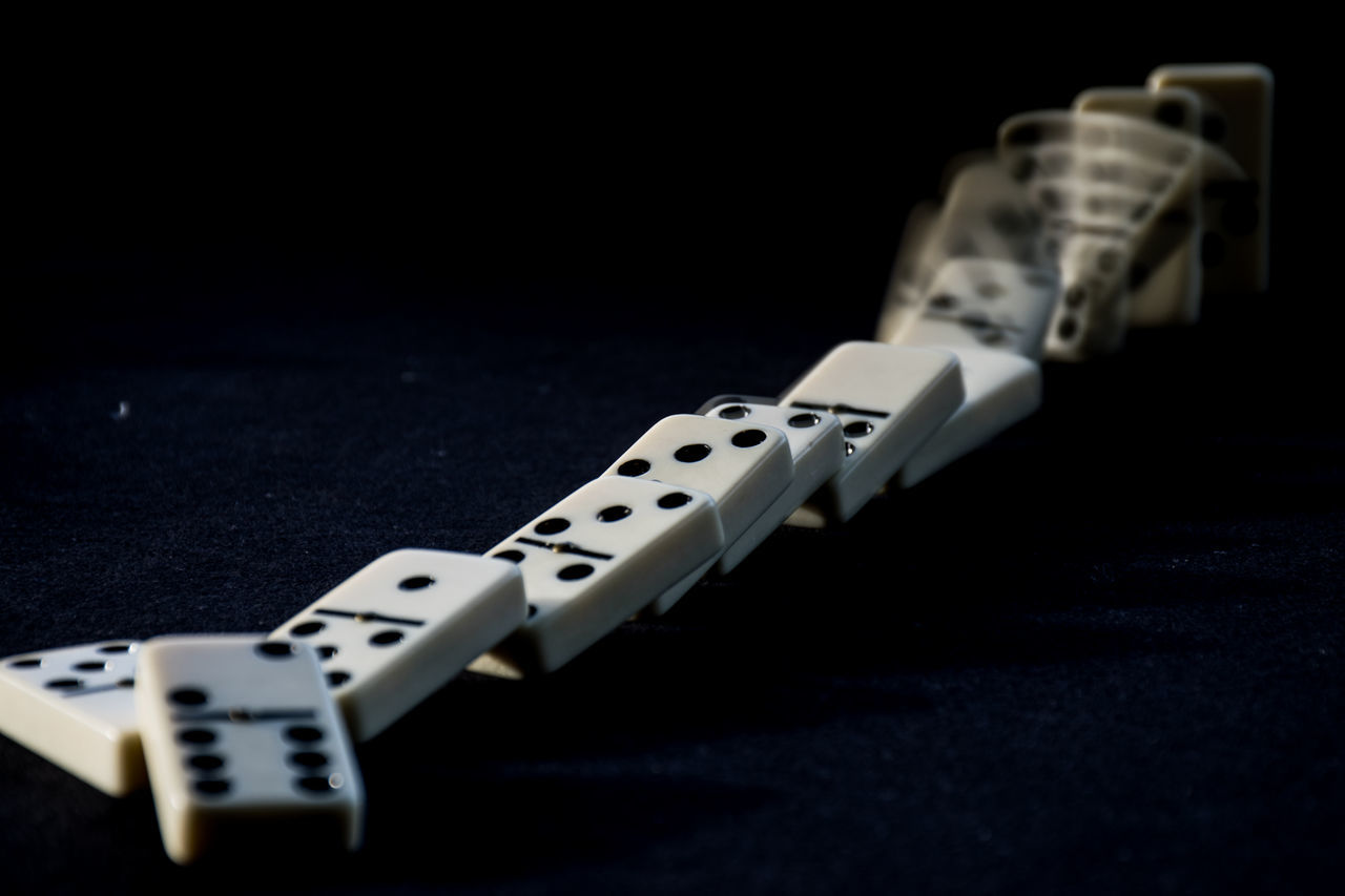 Close-up of dominos on black background