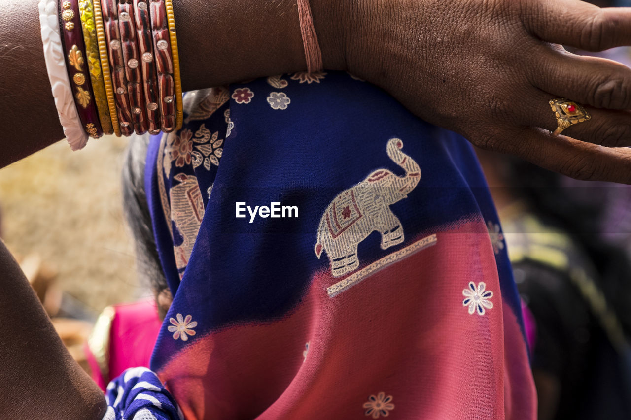 Rear view of woman wearing sari