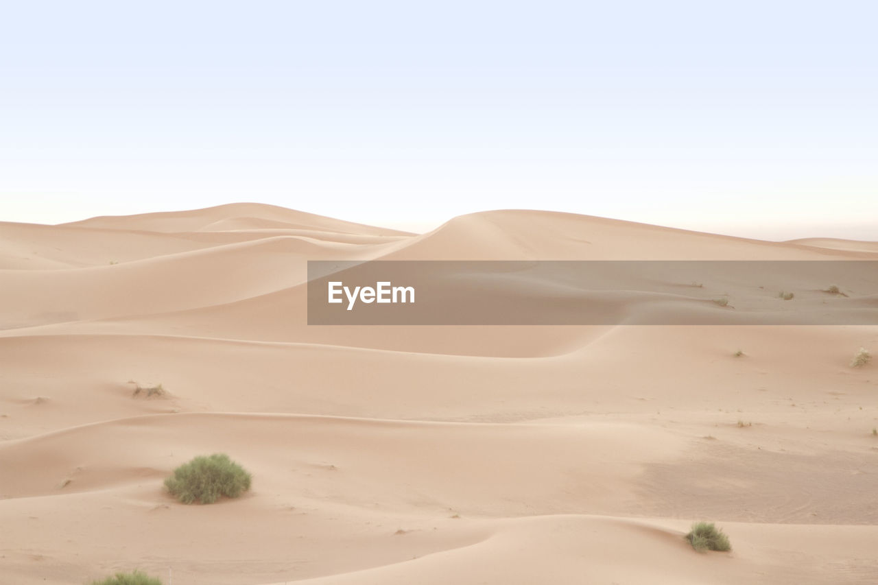 Scenic view of sandy desert against sky