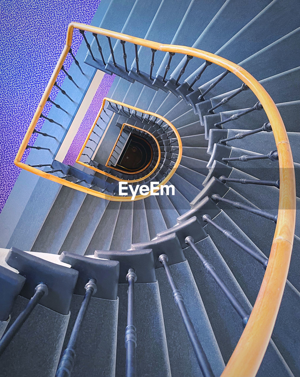 High angle view of spiral staircase in building